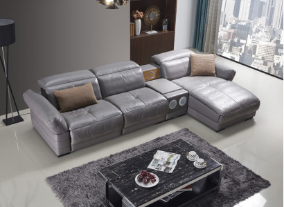 Luxury Corner sofa Leather Couch Upholstery Suite Sound system Multifunction